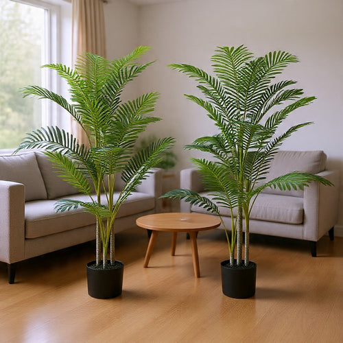 Rita Artificial Palm Tree | Set of 2 | Iron | Green Poly Silk 61"