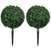 Owen Boxwood Round Ball Topiary Set w Ground Stake | Poly Silk 16"