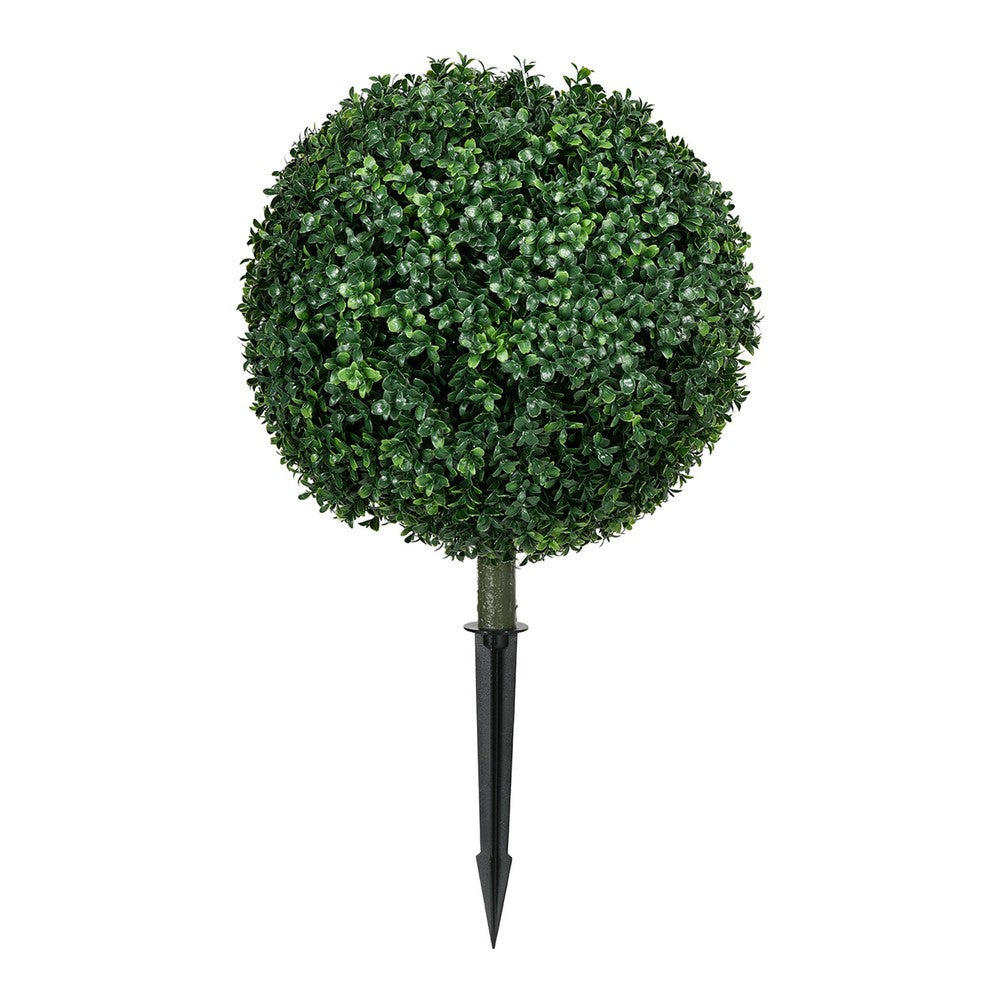Owen Boxwood Round Ball Topiary Set w Ground Stake | Poly Silk 16"