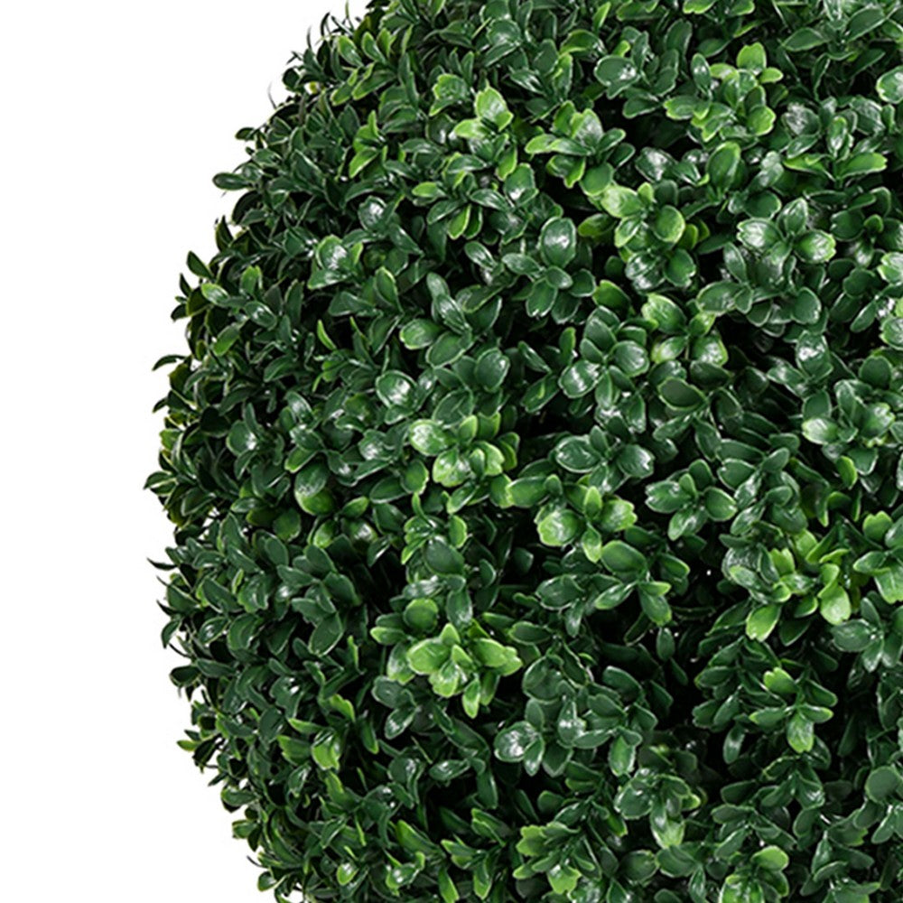 Owen Boxwood Round Ball Topiary Set w Ground Stake | Poly Silk 16"