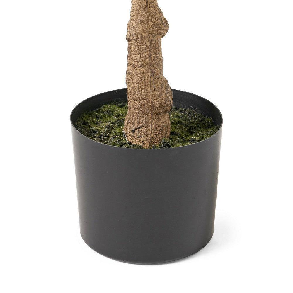 Axel Faux Fiddle Leaf Fig Tree | Iron Frame | Green Poly Silk 59"