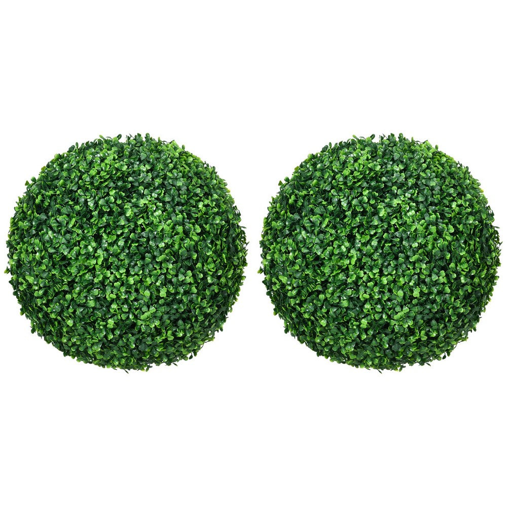 Zyra Artificial Boxwood Topiary Ball | Set of 2 | Green Poly Silk 16"