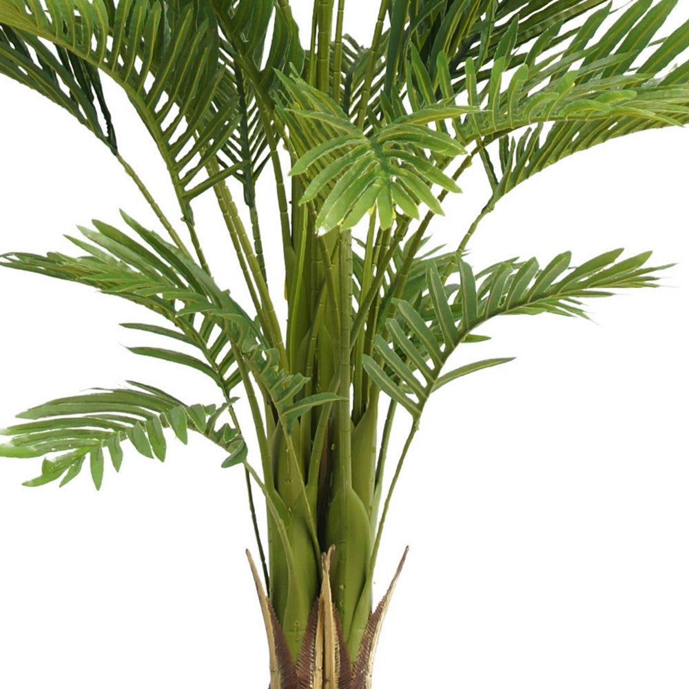 Anva Artificial Palm Tree | Pre-Potted Design | Green Iron-Poly Silk 59"
