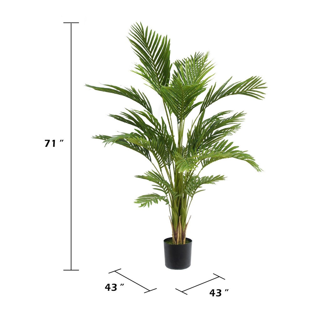 Anva Artificial Palm Tree | Pre-Potted Design | Lifelike Iron-Poly Silk 71"