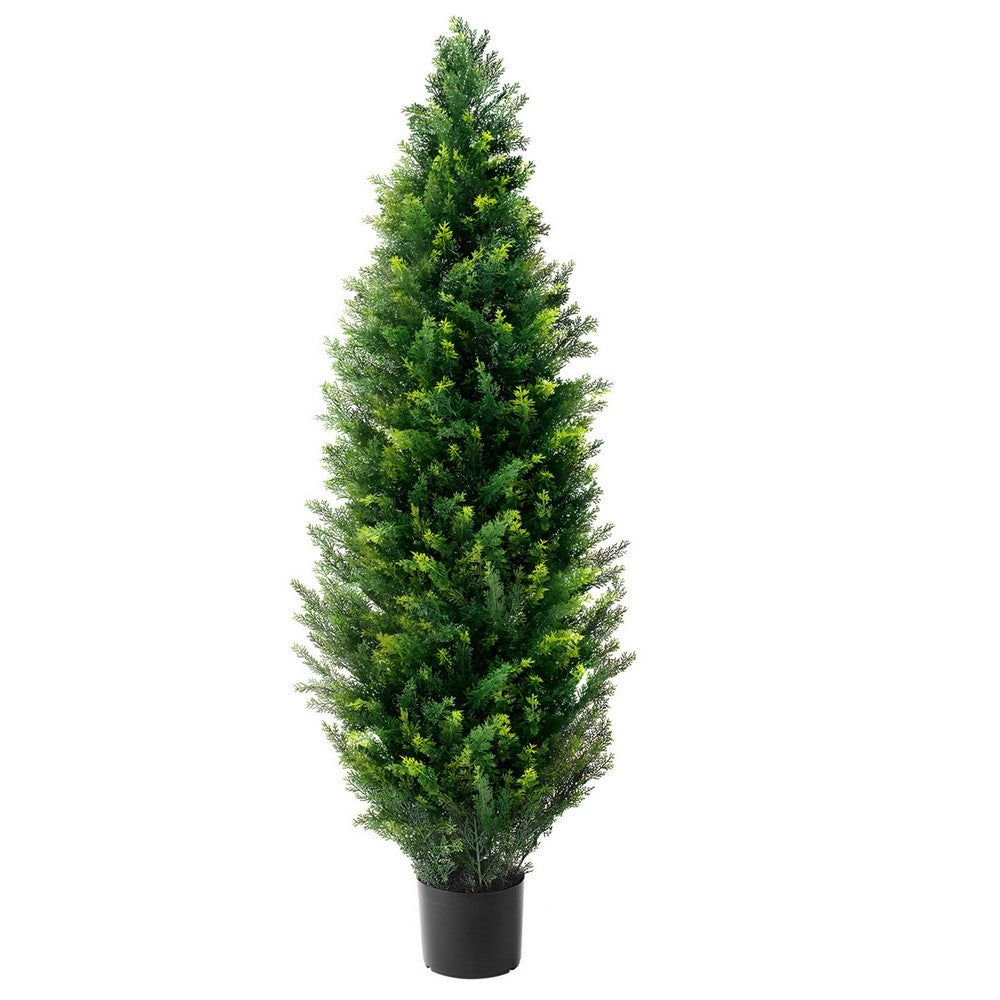 Tahya Cedar Topiary Tree | Set of 2 | Iron Frame | Lifelike Poly Silk 48"