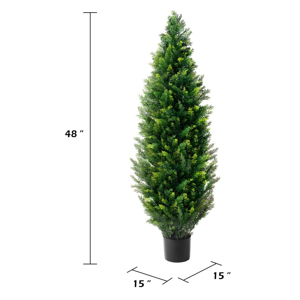 Tahya Cedar Topiary Tree | Set of 2 | Iron Frame | Lifelike Poly Silk 48"