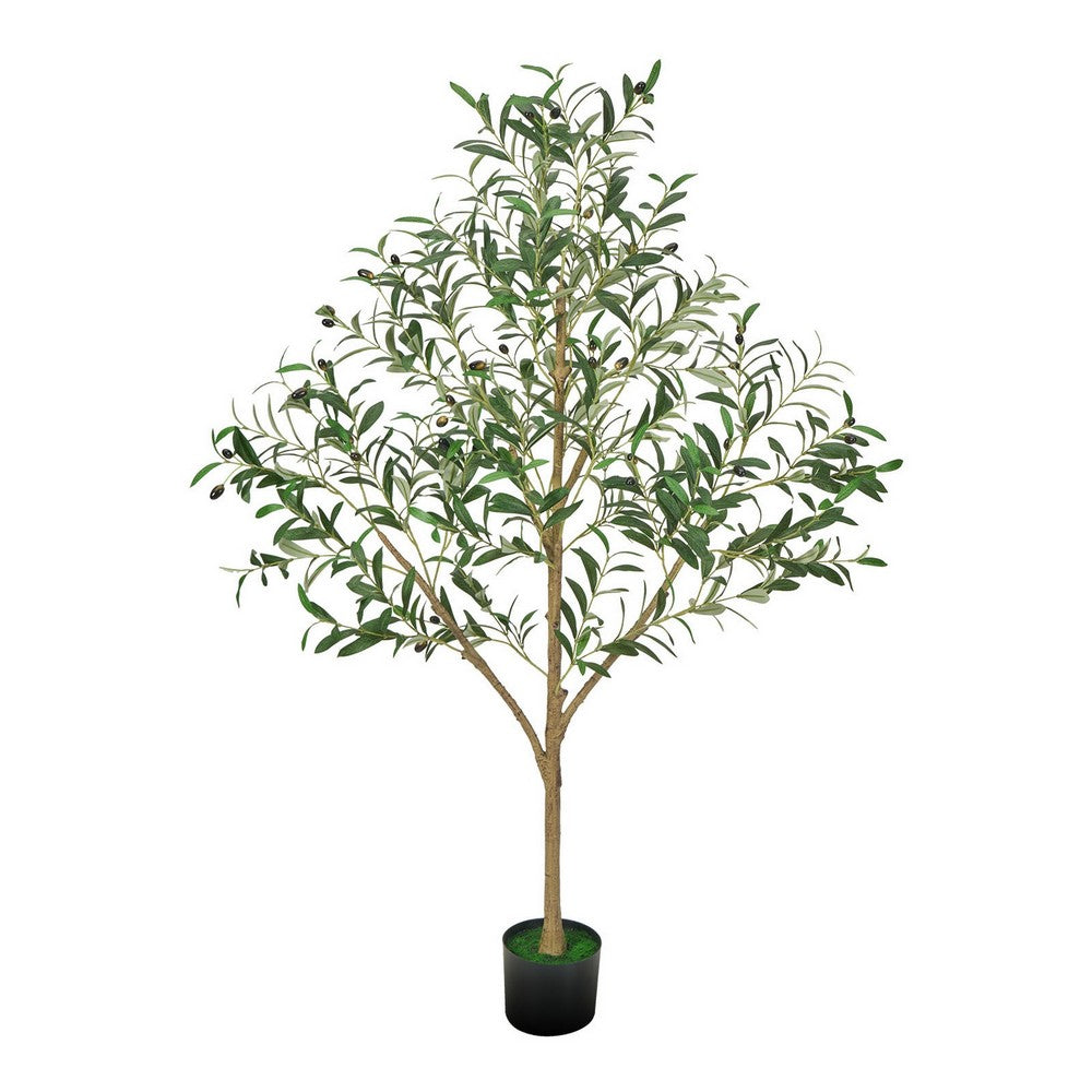 Ezra Artificial Olive Tree with Black Pot | Lifelike Poly Silk 61"