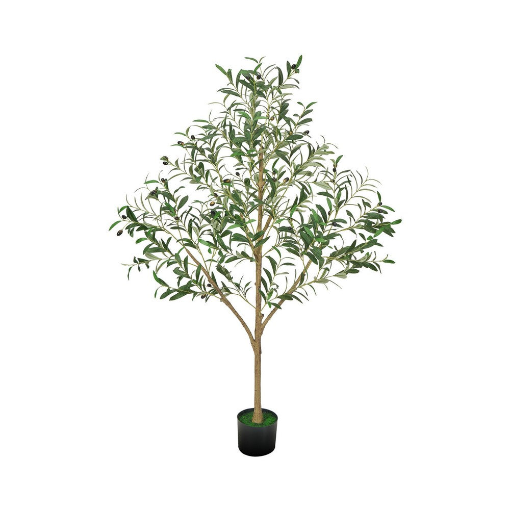 Ezra Artificial Olive Tree with Black Pot | Lifelike Poly Silk 61"