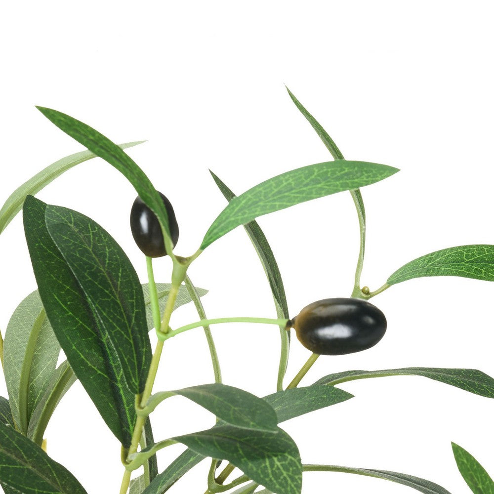 Ezra Artificial Olive Tree with Black Pot | Lifelike Poly Silk 61"