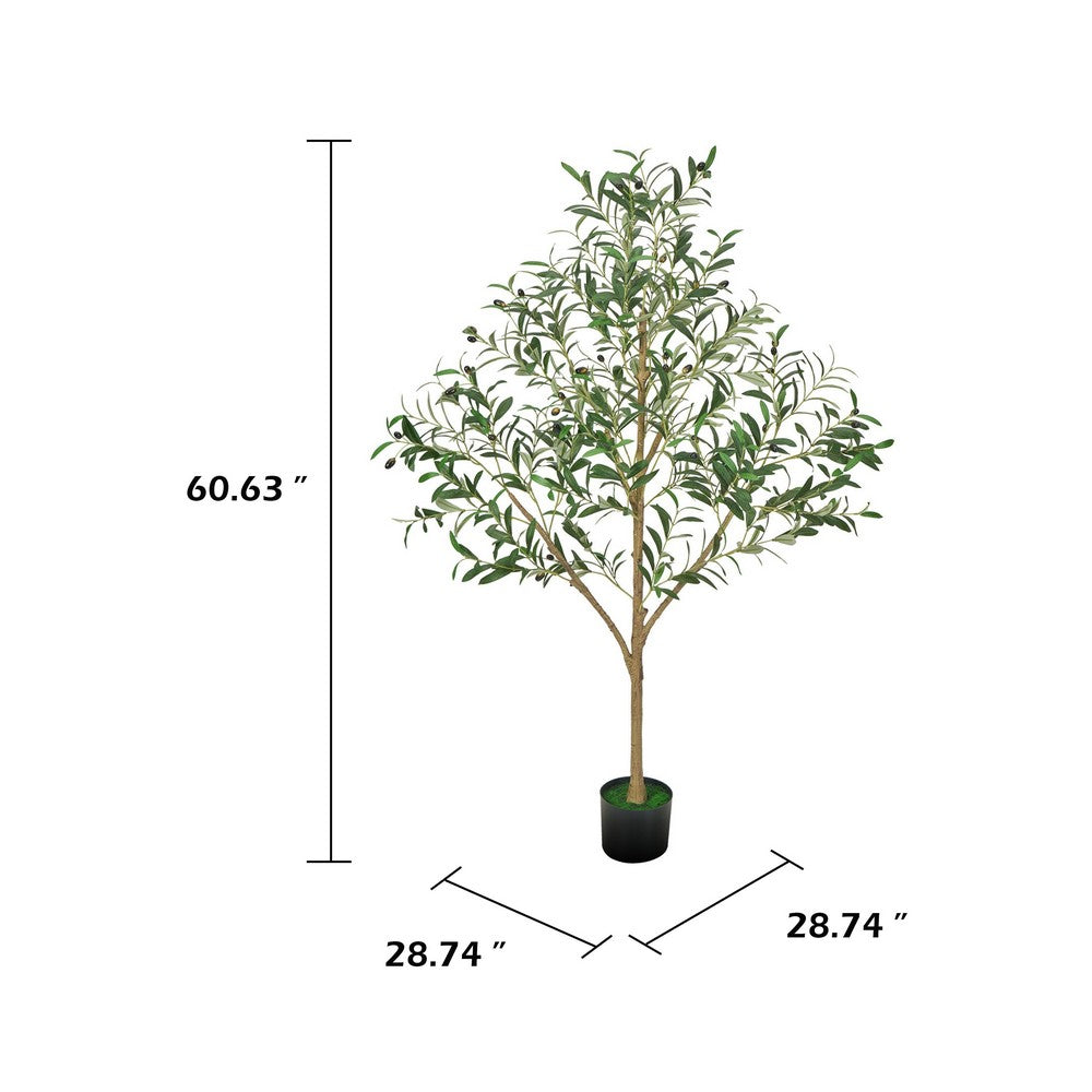 Ezra Artificial Olive Tree with Black Pot | Lifelike Poly Silk 61"
