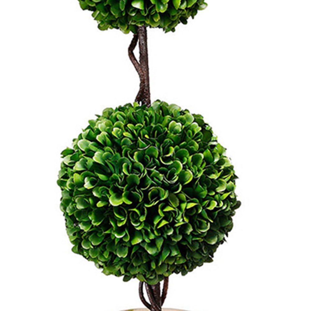 Naomi Artificial Boxwood Topiary Tree | Dual-Sphere Design | Lifelike 22"