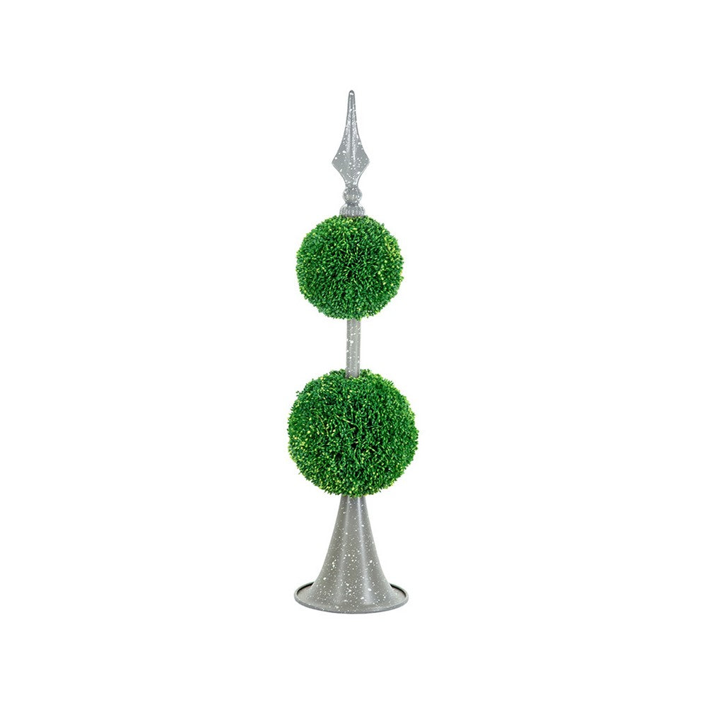 Beau Two-Tier Boxwood Topiary Spheres on Metal Spire St& | Lifelike 27"
