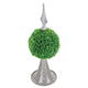 Beau Boxwood Topiary Sphere on Metal Spire Base | Green Poly Silk 17"