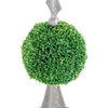 Beau Boxwood Topiary Sphere on Metal Spire Base | Green Poly Silk 17"