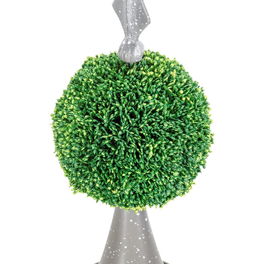Beau Boxwood Topiary Sphere on Metal Spire Base | Green Poly Silk 17"