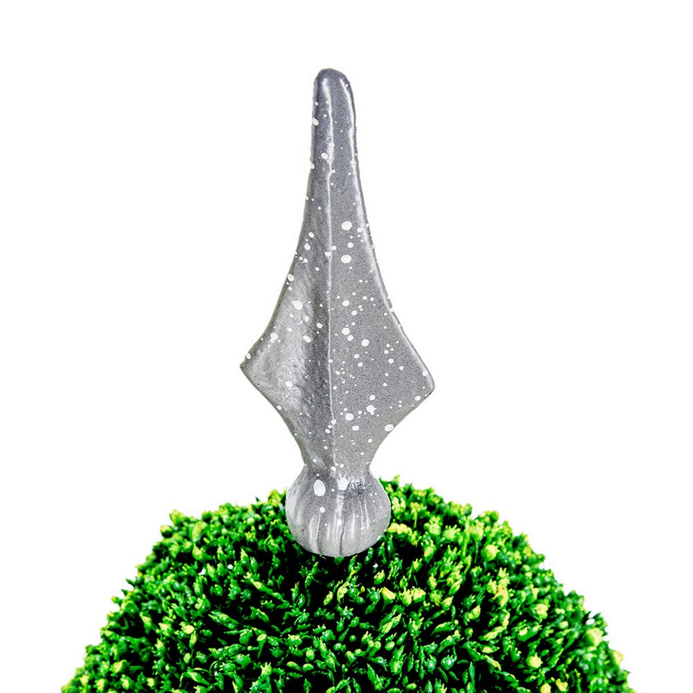 Beau Boxwood Topiary Sphere on Metal Spire Base | Green Poly Silk 17"