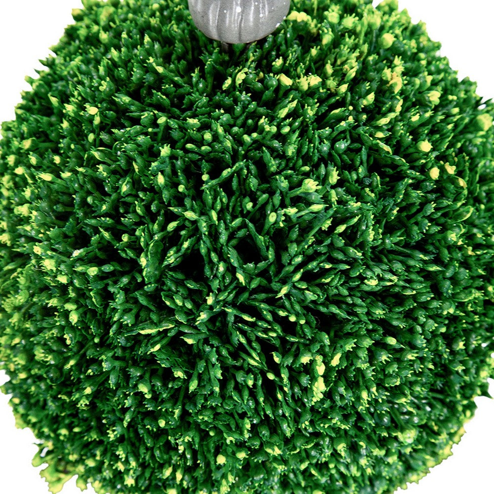 Beau Boxwood Topiary Sphere on Metal Spire Base | Green Poly Silk 17"