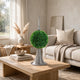 Beau Boxwood Topiary Sphere on Metal Spire Base | Green Poly Silk 17"