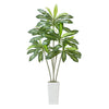 Kren Artificial Dracaena Tree | White Planter | Lifelike Poly Silk 72"