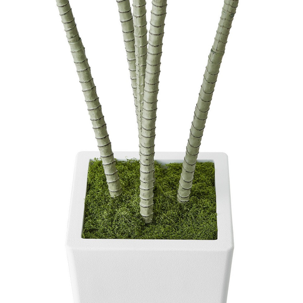 Kren Artificial Dracaena Tree | White Planter | Lifelike Poly Silk 72"