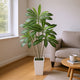 Kren Artificial Dracaena Tree | White Planter | Lifelike Poly Silk 72"