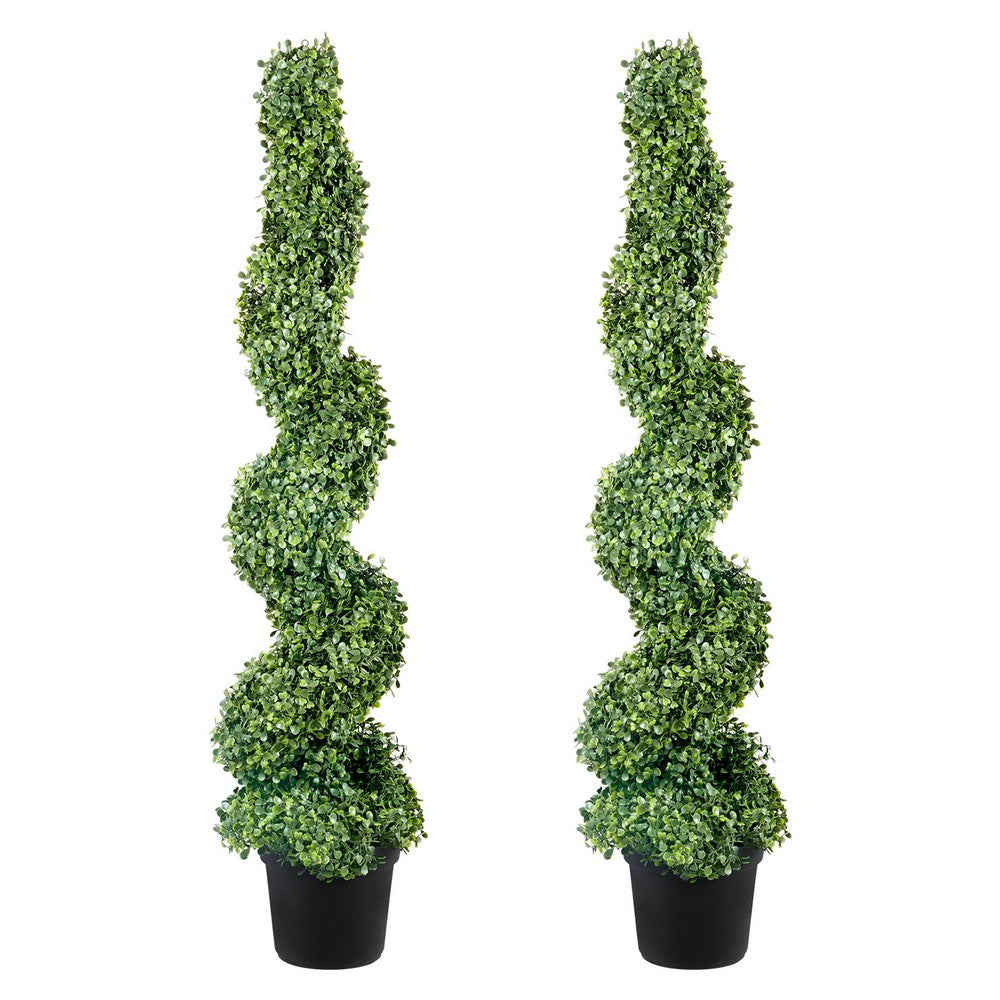 Mila Boxwood Spiral Topiary Plant | Set of 2 | Lifelike 48"