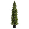 Arya Cedar Pine Topiary Tree | Set of 2 | Black Pot | Lifelike Poly Silk 60"