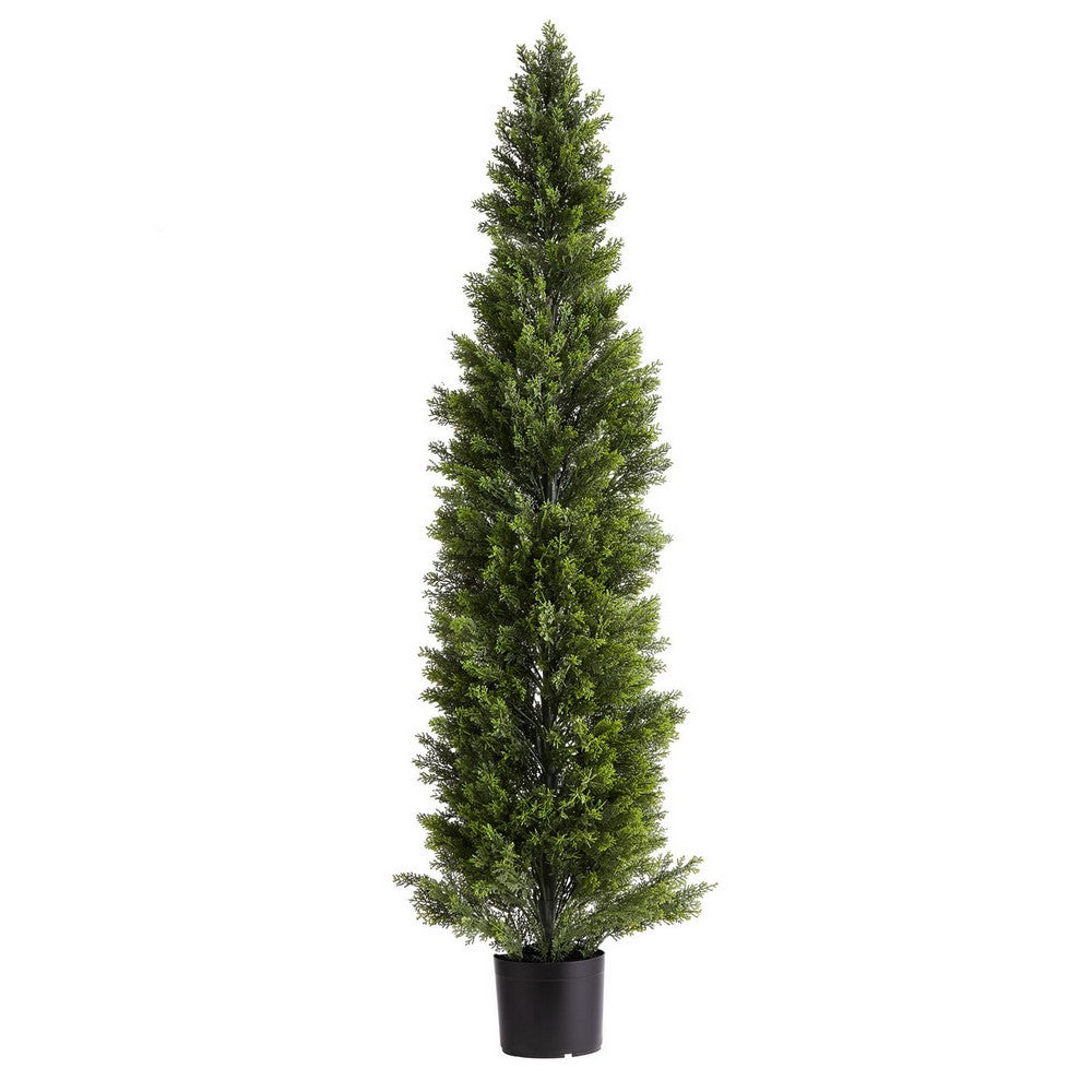 Arya Cedar Pine Topiary Tree | Set of 2 | Black Pot | Lifelike Poly Silk 60"