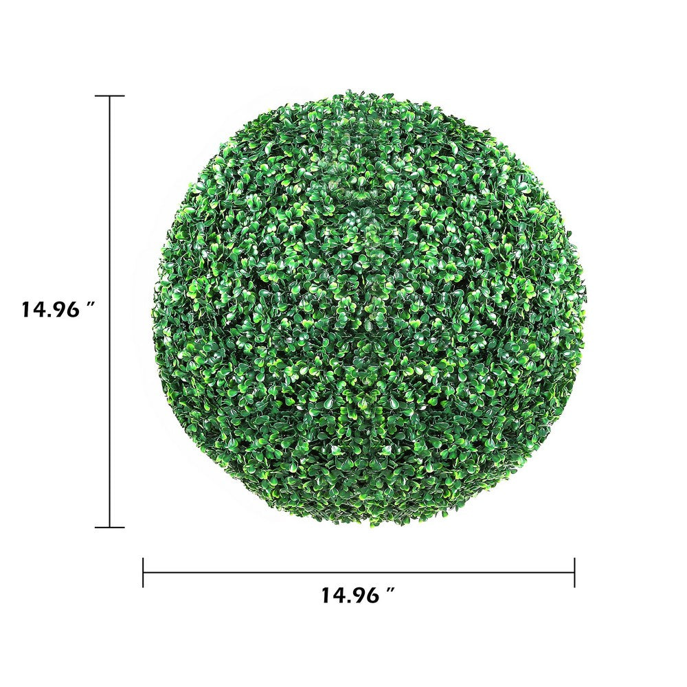 Zain Artificial Boxwood Topiary Balls | Set of 2 | Lifelike Poly Silk 15"