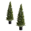 Arya Cedar Topiary Tree | Set of 2 | Black Pot | Lifelike Poly Silk 48"