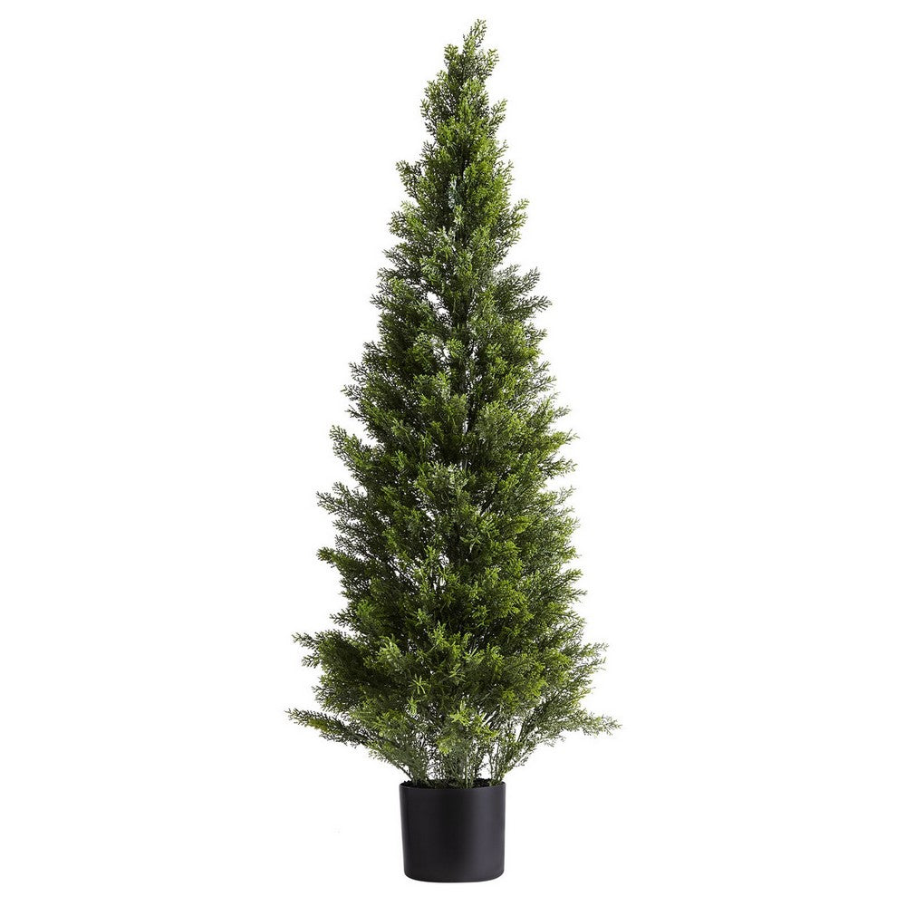 Arya Cedar Topiary Tree | Set of 2 | Black Pot | Lifelike Poly Silk 48"