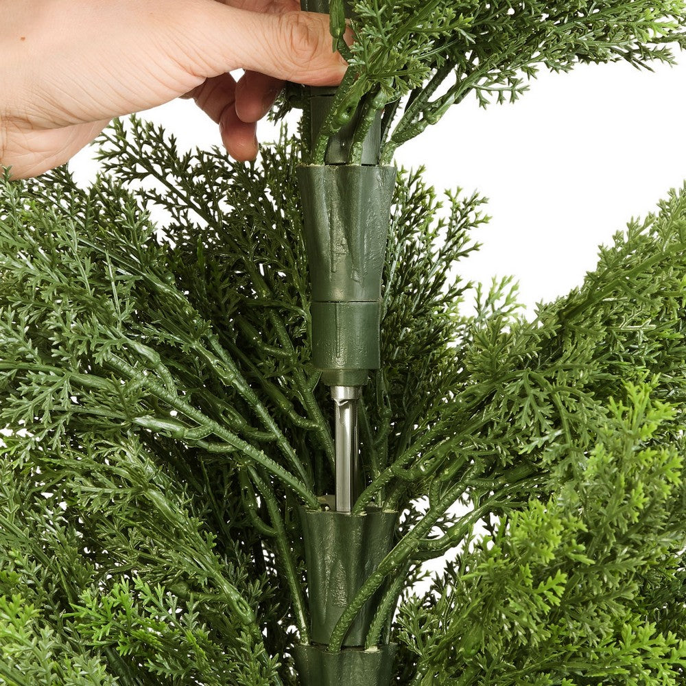 Arya Cedar Topiary Tree | Set of 2 | Black Pot | Lifelike Poly Silk 48"