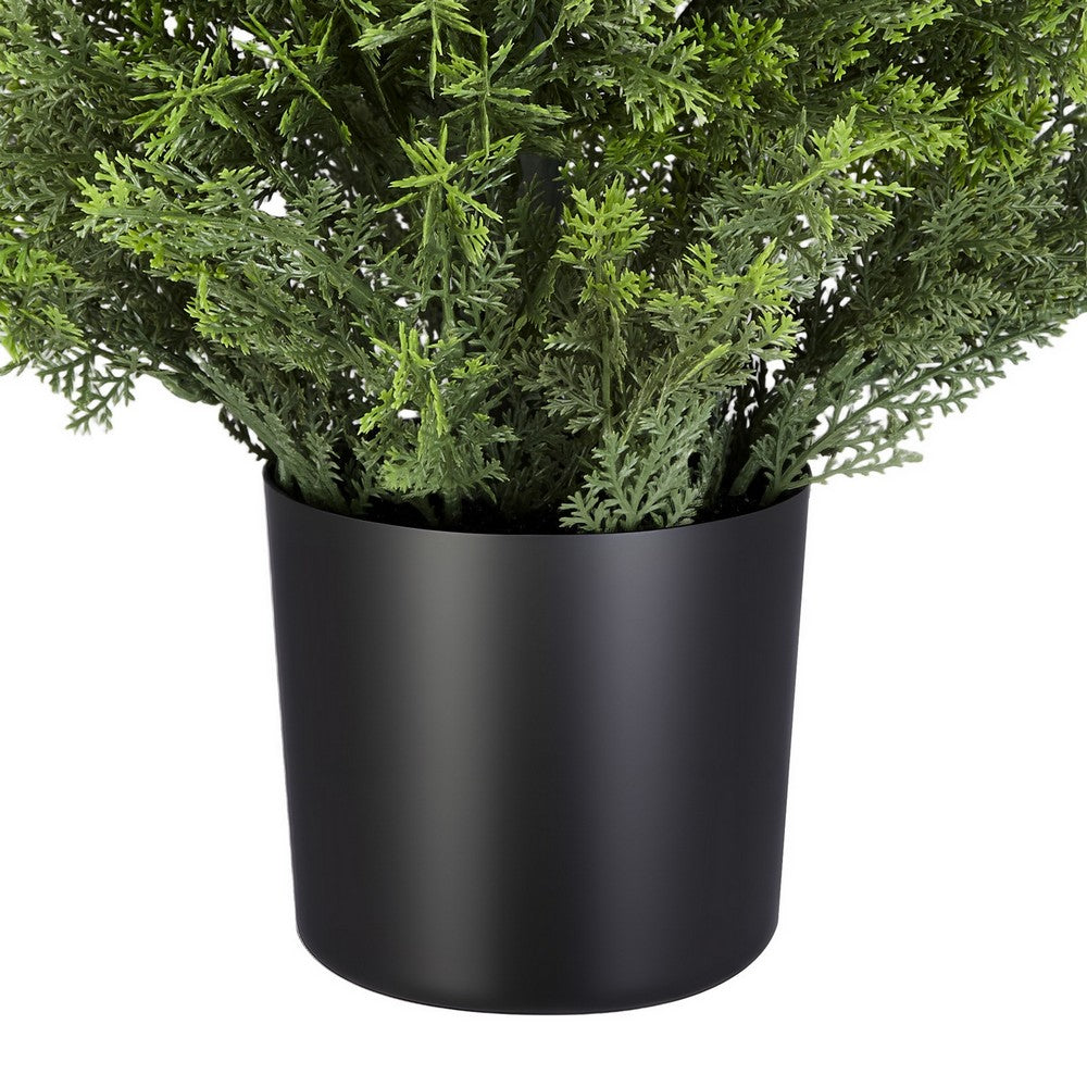 Arya Cedar Topiary Tree | Set of 2 | Black Pot | Lifelike Poly Silk 48"