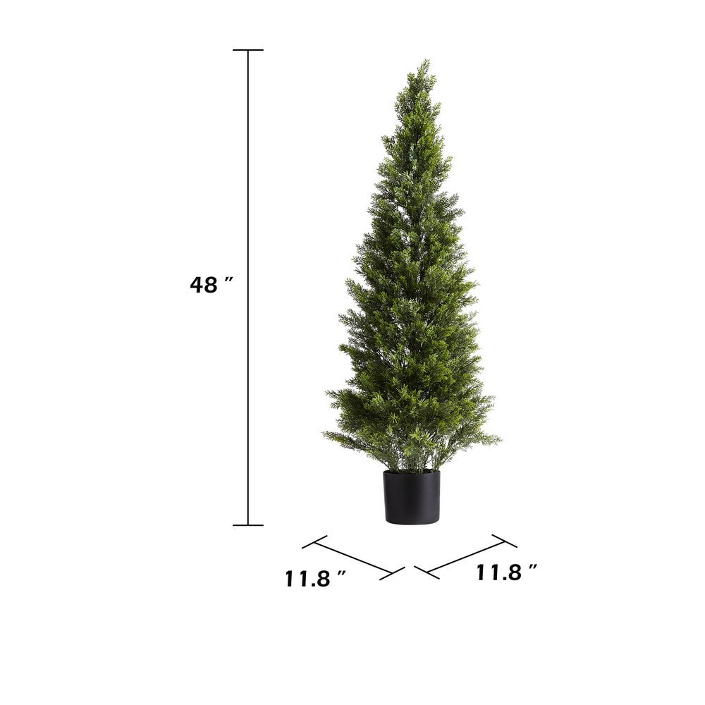 Arya Cedar Topiary Tree | Set of 2 | Black Pot | Lifelike Poly Silk 48"