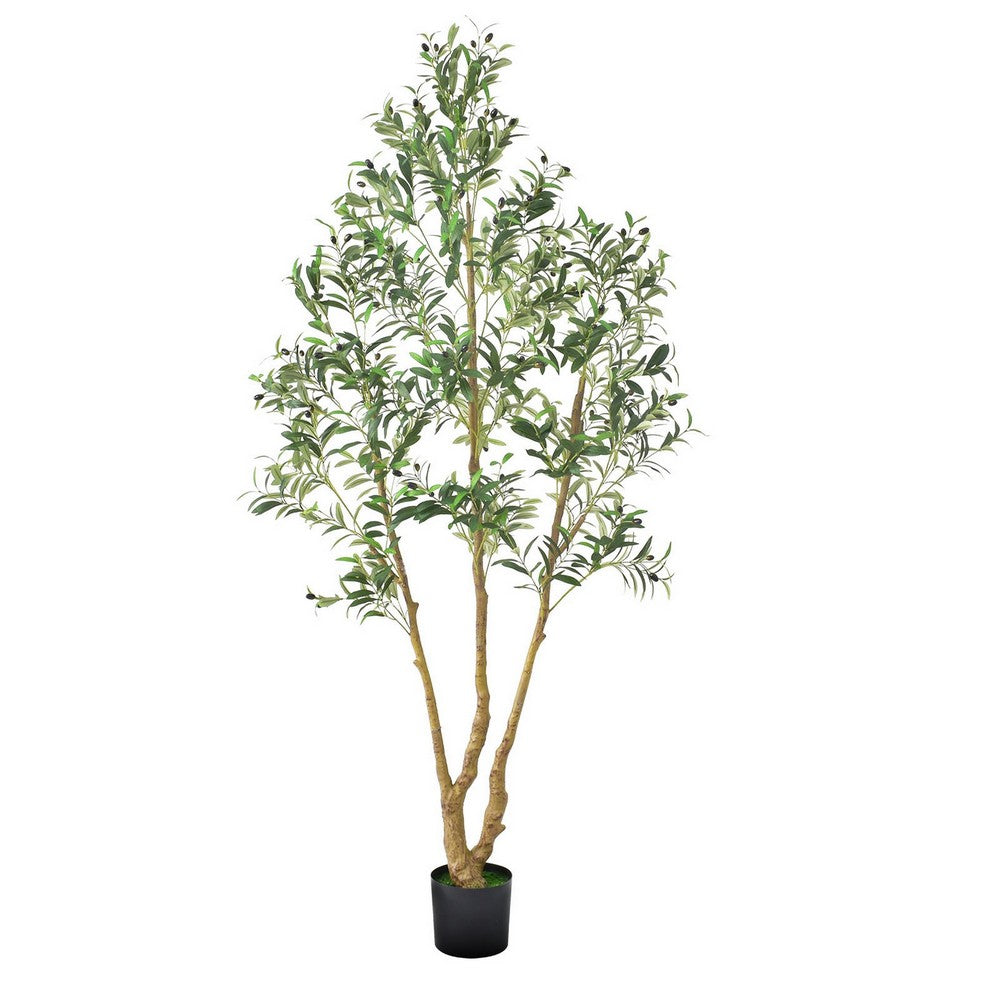 Rasha Artificial Olive Tree w Rubber Silk Leaves | Lifelike Poly Silk 84"