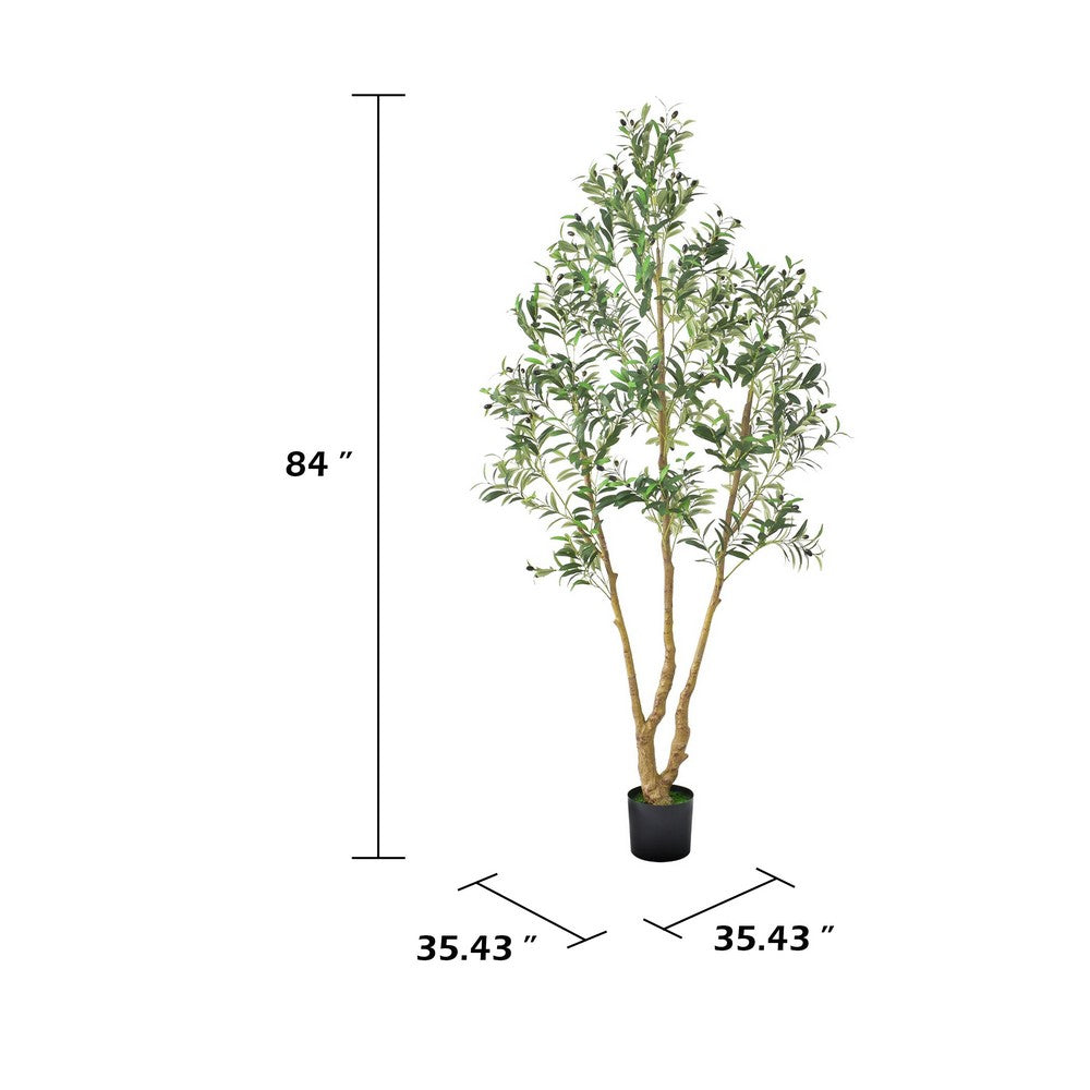 Rasha Artificial Olive Tree w Rubber Silk Leaves | Lifelike Poly Silk 84"