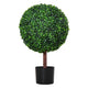 Yuko Artificial Boxwood Ball Topiary Tree with Black Pot | Lifelike 24"