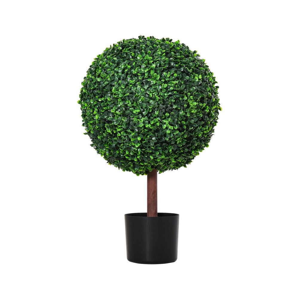 Yuko Artificial Boxwood Ball Topiary Tree with Black Pot | Lifelike 24"