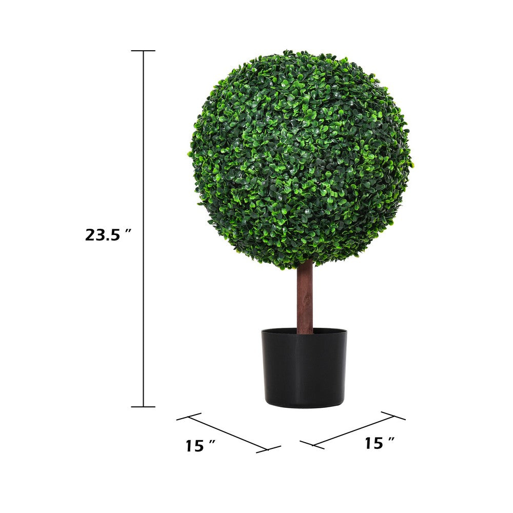 Yuko Artificial Boxwood Ball Topiary Tree with Black Pot | Lifelike 24"
