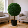Yuko Artificial Boxwood Ball Topiary Tree with Black Pot | Lifelike 24"
