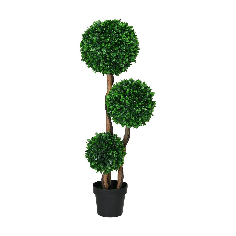 Farah Artificial 3 Ball Boxwood Topiary Tree | Lifelike Poly Silk 43"