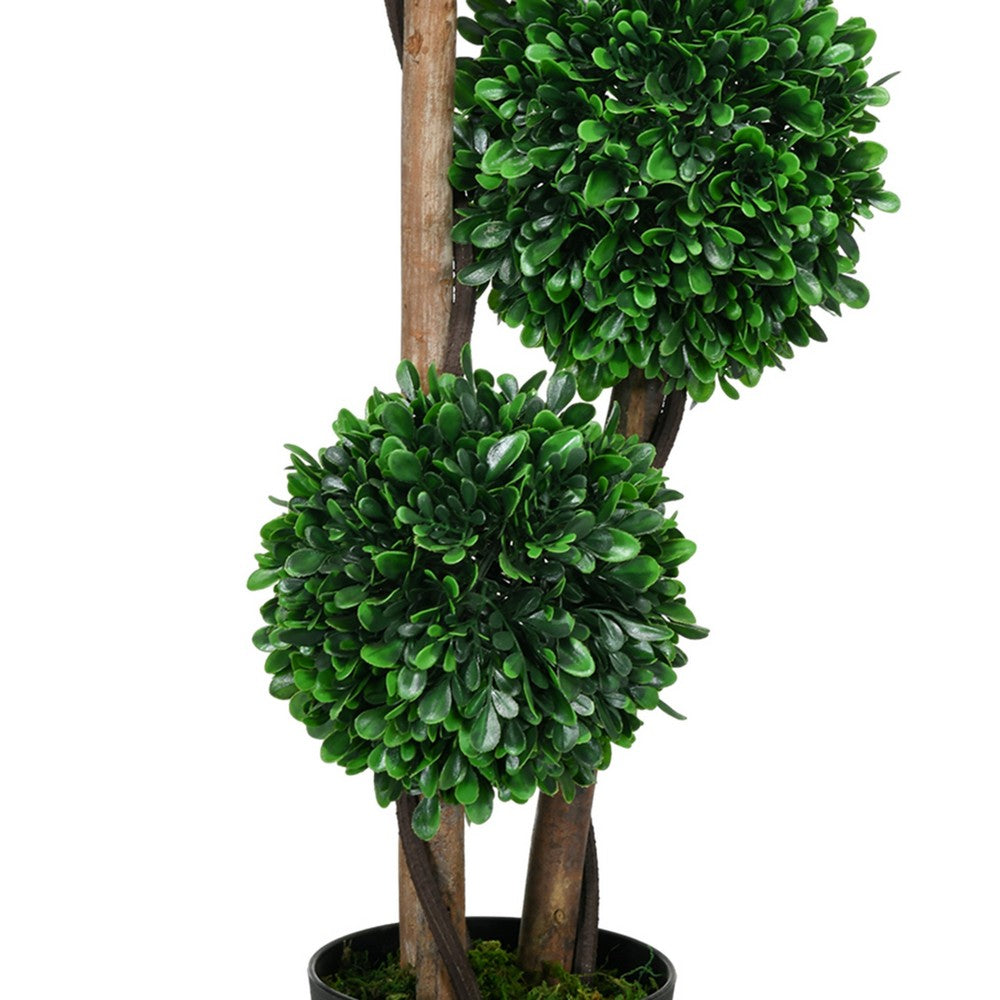 Farah Outdoor 3 Ball Boxwood Topiary Tree | Lifelike Poly Silk 36"