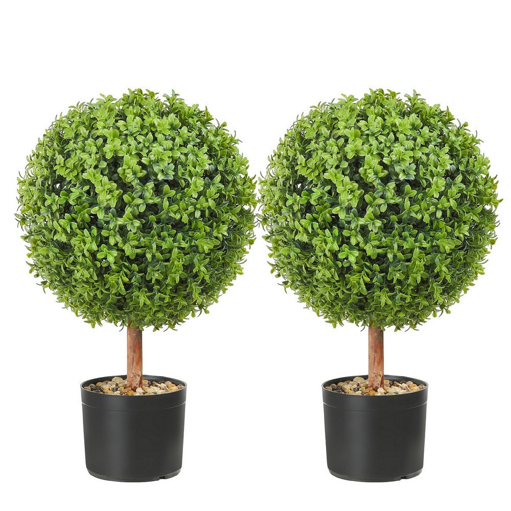 Rambo Boxwood Topiary w Butterflies | Set of 2 | Wood-Poly Silk | Lifelike 22"