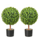Rambo Boxwood Topiary w Butterflies | Set of 2 | Wood-Poly Silk | Lifelike 22"
