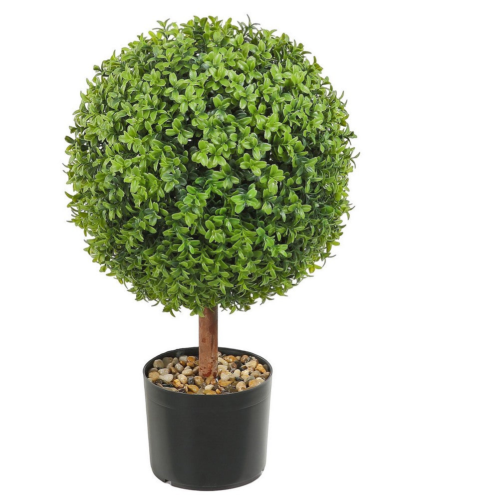 Rambo Boxwood Topiary w Butterflies | Set of 2 | Wood-Poly Silk | Lifelike 22"