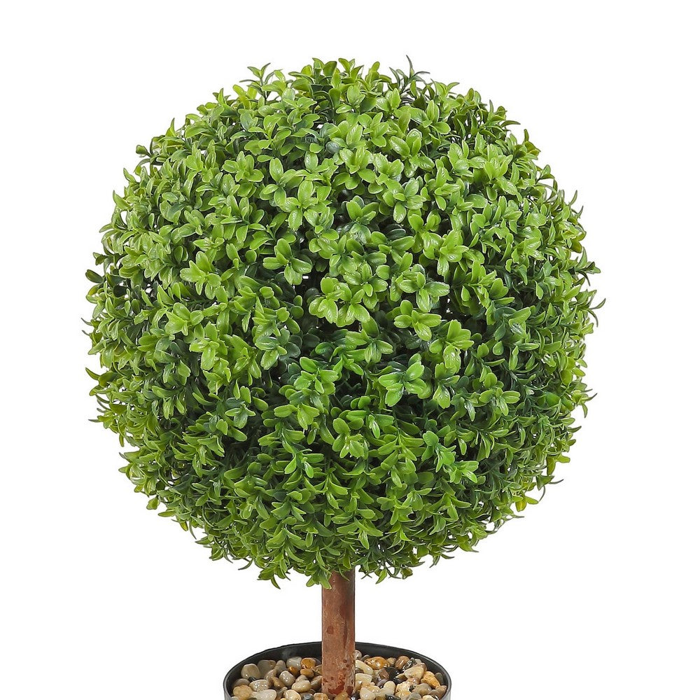 Rambo Boxwood Topiary w Butterflies | Set of 2 | Wood-Poly Silk | Lifelike 22"