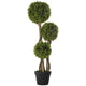 Raha Triple Ball Boxwood Tree in Black Pot | Lifelike Poly Silk 36"
