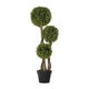 Raha Triple Ball Boxwood Tree in Black Pot | Lifelike Poly Silk 36"