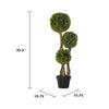 Raha Triple Ball Boxwood Tree in Black Pot | Lifelike Poly Silk 36"