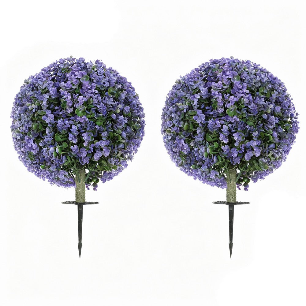 Dammy Eucalyptus Topiary 16" Ball Plants | Set of 2 |  22" H